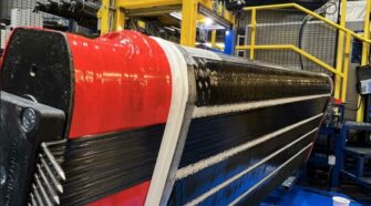 At their plant, Compo Tech PLUS, spol. sr.o, specialists in manufacturing technology for the fiber composite industry, utilize two robotic-assisted fiber laying machines, specializing in cylindrical sections and integrated connections.