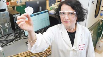 Senay Simsek, head of the Department of Food Science and the Dean’s Chair in Food Science at Purdue University’s College of Agriculture, leads a team developing patent-pending, superabsorbent materials from cellulose extracted from hemp and refined through a sequence of treatments. Photo courtesy Tom Campbell/Purdue Agricultural Communications