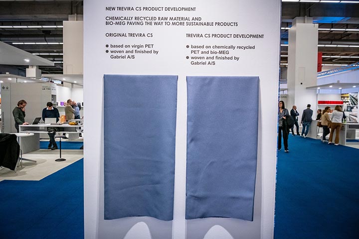 The first trial as displayed at the Heimtextil Show in Frankfurt, Germany, January 2023.