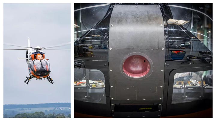 Airbus has been flight testing the composite nose panel based on atmospheric carbon dioxide on its PioneerLab helicopter. Photo courtesy of Airbus Helicopters