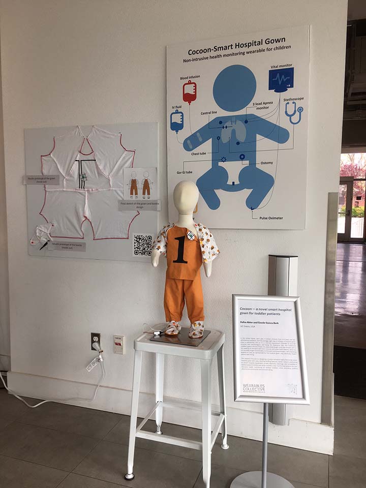 In the exhibition accompanying the symposium Hafsa Akter and Gozde Goncu-Berk showed their development and prototype for a smart hospital gown for toddler patients. Photo courtesy of Marie O'Mahony