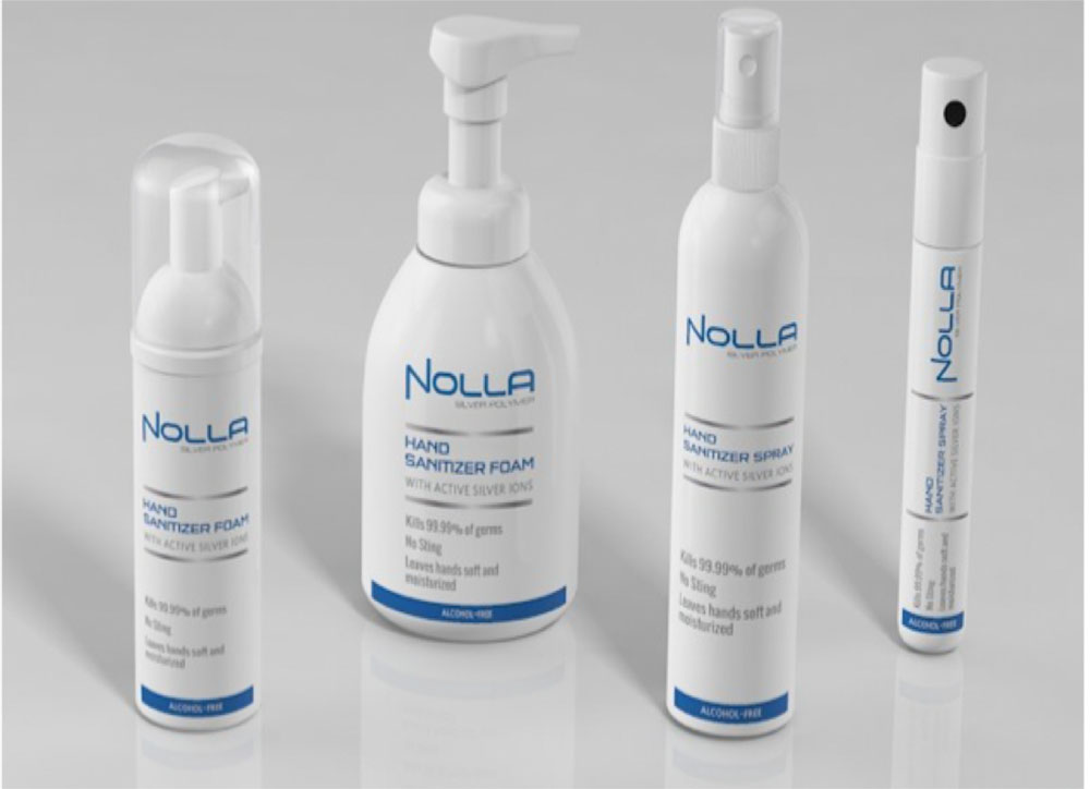 Nolla technology: fields of application include hand sanitizers and surface sanitizers, ranging from healthcare environment and sports related changing rooms to working life environment.